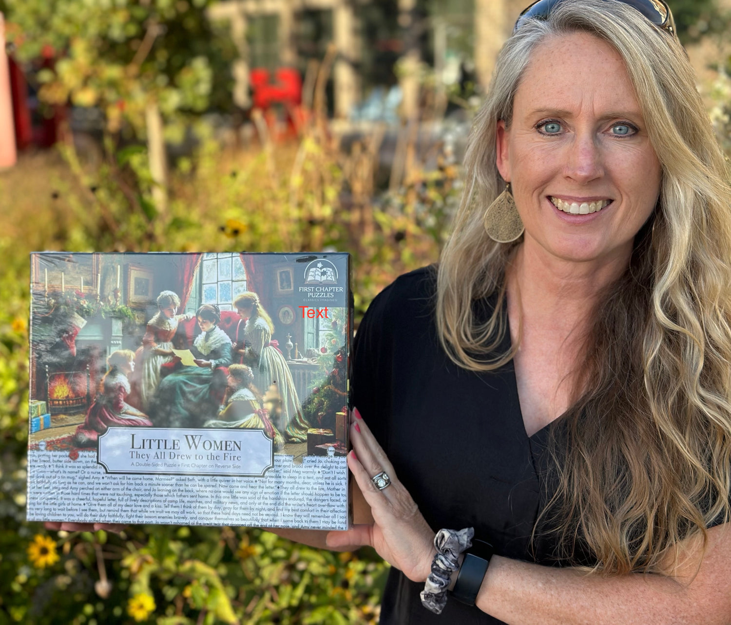 First Chapter Puzzles Founder holds first copy of Little Women 500 Piece Double-Sided Literary Puzzle